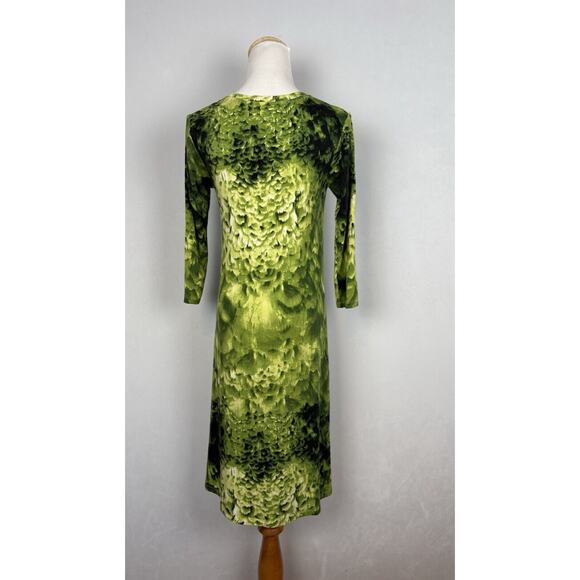 Samantha Sung Floral Midi Dress Size 8 Green Abstract Art to Wear Colorful - Picture 7 of 12